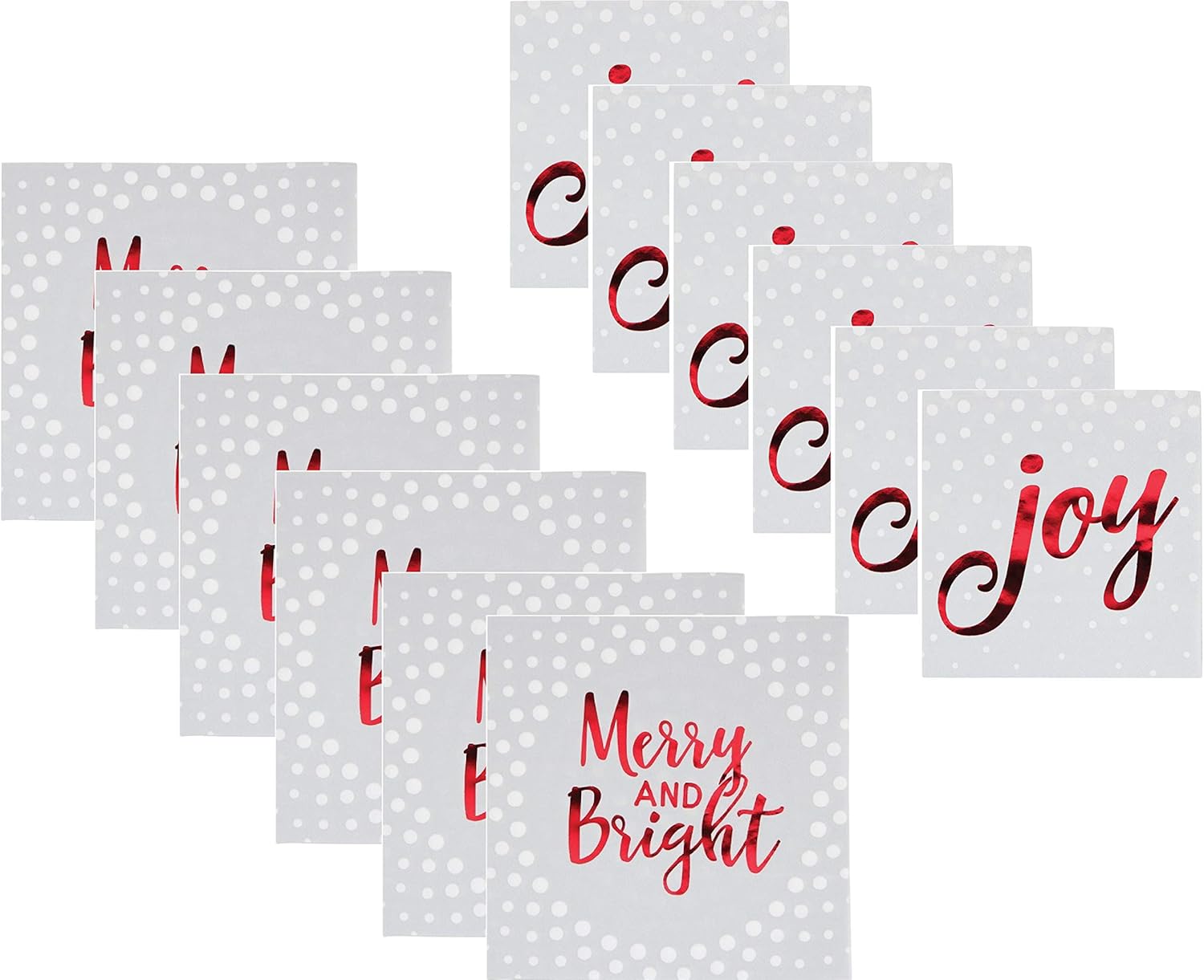 Christmas Holiday Party Supplies Paper Napkins Bundle for 32 Guests - Lunch and Beverage 3 Ply Foil Stamped - Silver Holiday Sparkle