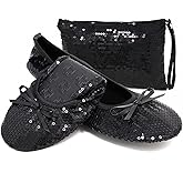 Silky Toes Foldable Sequin Shoes for Women | Comfortable Dressy Flats for Weddings, Parties & Events | Ballet Purse Slippers