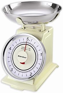 Karcher WAK 811 Mechanische Retro Küchenwaage, max. Wiegekapazität 5 kg, magnolia