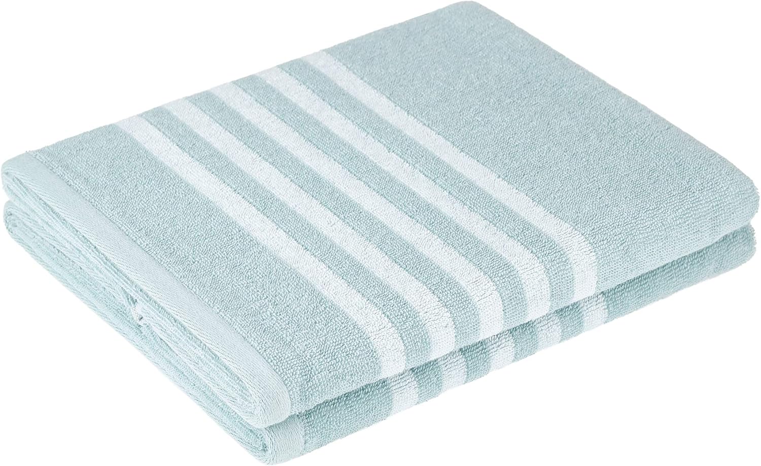 Elle Textiles Striped Hand Towels Pale Duck Egg Blue Set of 2100