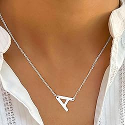 Ursteel Silver Initial A Necklace for Women
