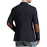 DRCUIVS Men's Herringbone Tweed Blazer with Elbow Patches Vintage 2 Button Slim Fit Classic Business Suit Jacket