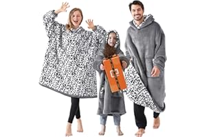 EHEYCIGA Wearable Blanket Hoodie, Oversized Hooded Blanket for Women Men Kids, Warm Comfy Flannel Fleece Sherpa Blanket