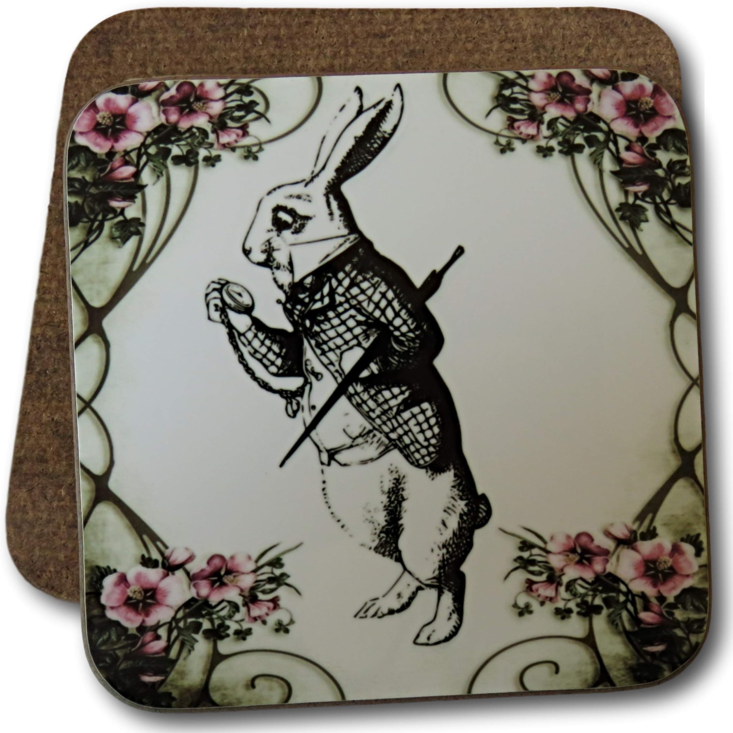 White Rabbit Coaster, White Rabbit, Alice in Wonderland, White Rabbit Drinks Coaster, Alice in Wonderland Drinks Coaster.