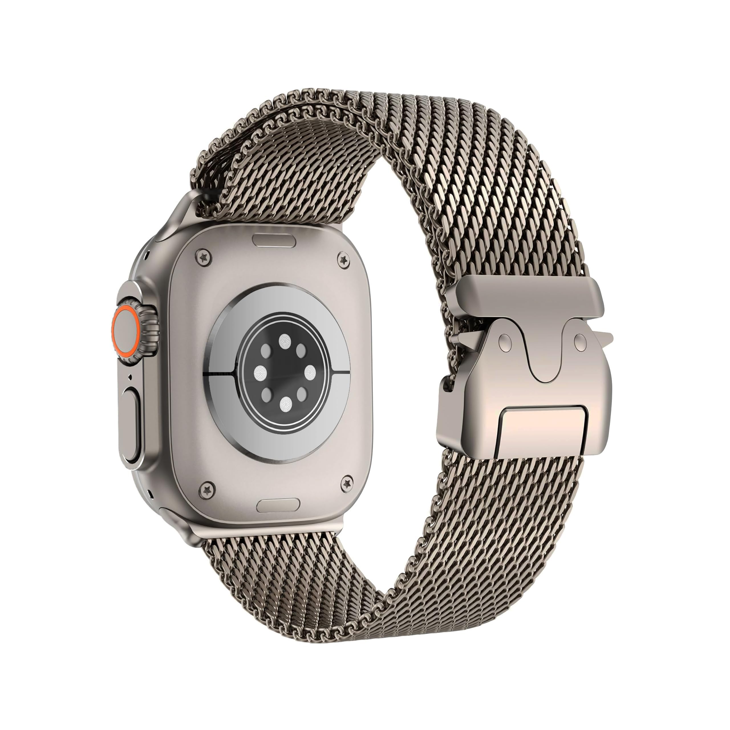 ELETTRONEO BM2 Straps for Apple Watch Band Milanese Ultra 3 2 49mm, Series 11 10 46mm, 9 8 7 45mm 41mm, SE 6 5 4 44mm 40mm, 3 2 1 42mm 38mm Men Women Strap iWatch, Titanium Gold