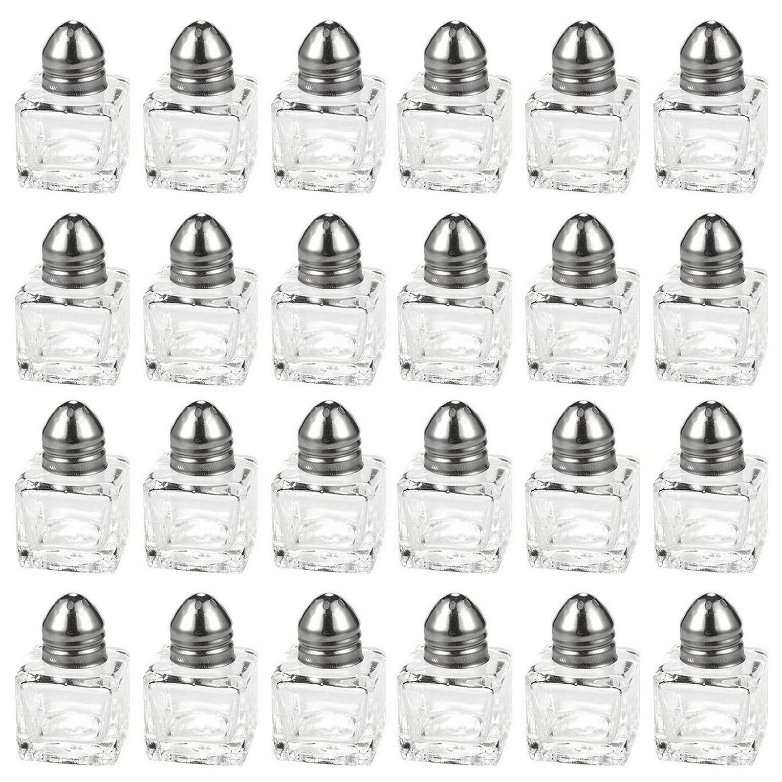 Photo 1 of Juvale Set of 24 Mini Salt and Pepper Shakers (Glass and Stainless Steel, 0.5 oz)