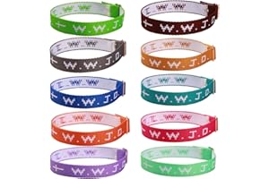 Canopus pet WWJD Bracelets Set, 10 Piece, Webbing What Would Jesus Do Bracelets Christian Handmade Colorful Adjustable Religious Woven Wristbands for Fundraisers