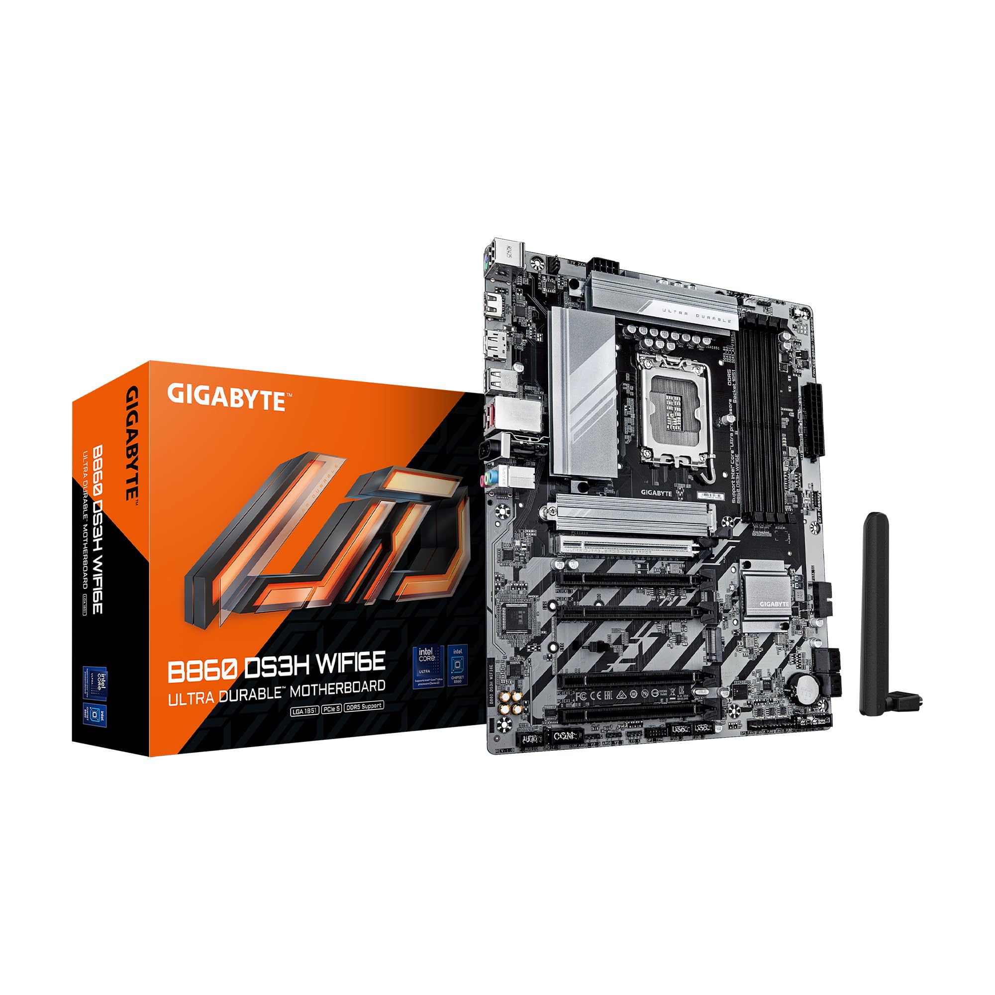 Photo 1 of GIGABYTE B860 DS3H WIFI6E Intel Core Ultra (Series 2) LGA 1851 Motherboard, ATX, DDR5, 3X M.2, PCIe 5.0, USB-C, WIFI6E, 2.5GbE LAN, EZ-Latch