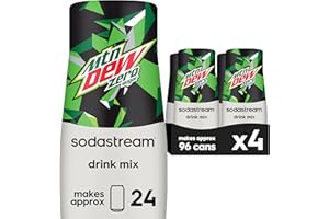 SodaStream - Mountain Dew Zero Sugar Drink Mix | For Sparkling Water Makers | Sugar-Free, 0 Calories | Caffeine: 48mg/12oz | Makes 96 Servings | 14.9 Fl Oz, Pack of 4