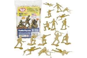 TIM MEE TOY TimMee Plastic Army Men - Tan 48pc Toy Soldier Figures - Made in USA