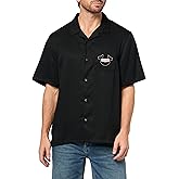 True Religion Men's Graphic Short Sleeve Camp Shirt – Button-Up Relaxed Fit Casual Shirt