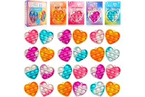 AUUGUU 28 PCS Valentines Day Cards for Kids School with Pop Fidget Toys, Kids Valentine Party Favor, Valentine's Day Classroom Prizes, Ideal Valentine Exchange Gift