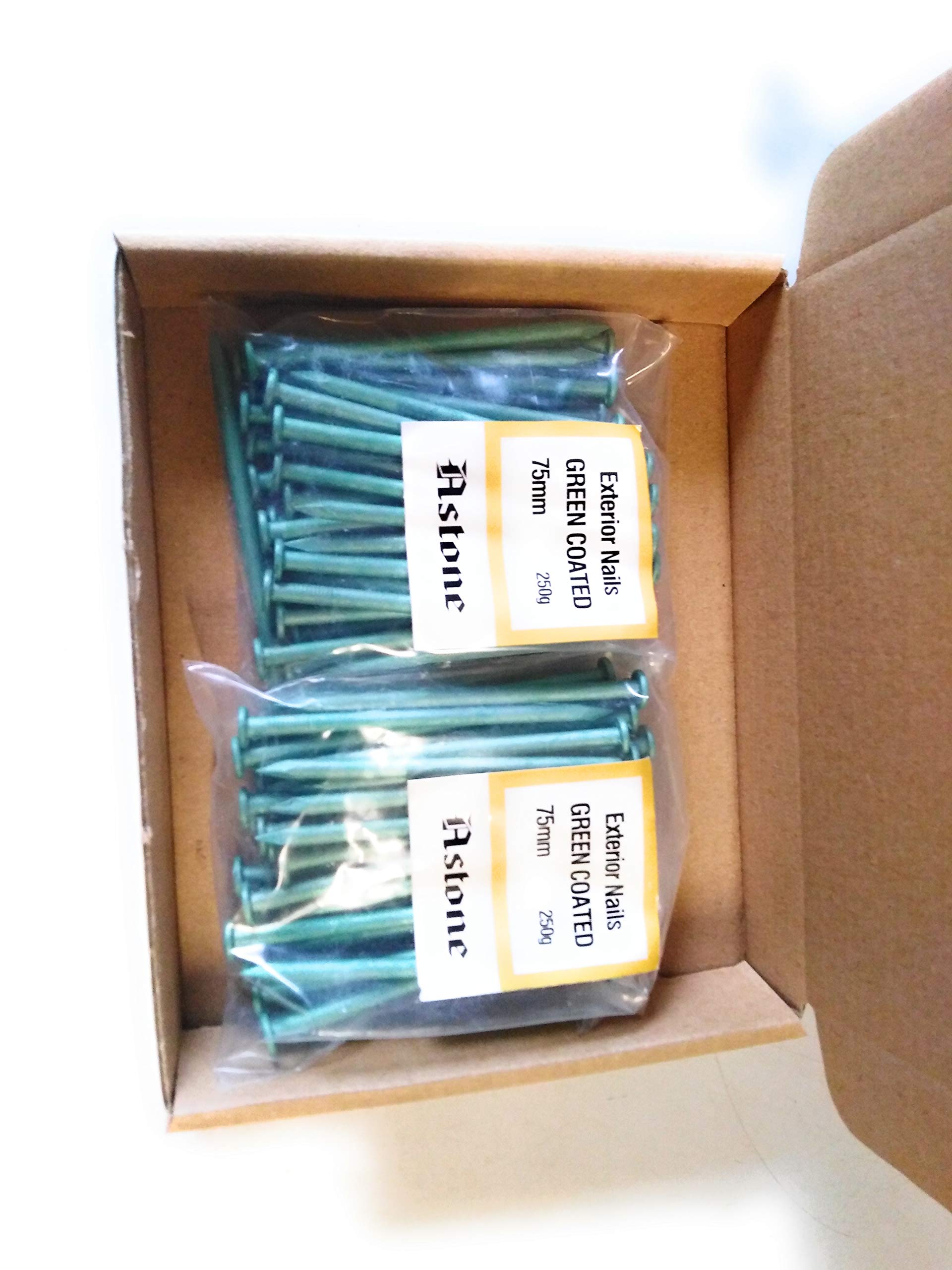 Astone Green Coated Exterior Nails (500g x 75mm)