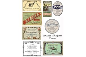 PAPER MOON MEDIA Assorted Vintage Ephemera #104 Vintage Label Images on Collage Sheet for Photo Art, Scrapbooking, Collage, Decoupage