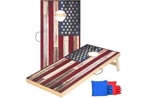 Sportdo Solid Wood Vintage Cornhole Game Set, Two 4'x2'Cornhole Boards, 8 Cornhole Bags for Indoor and Outdoor Toss Games Competitions, Tournaments