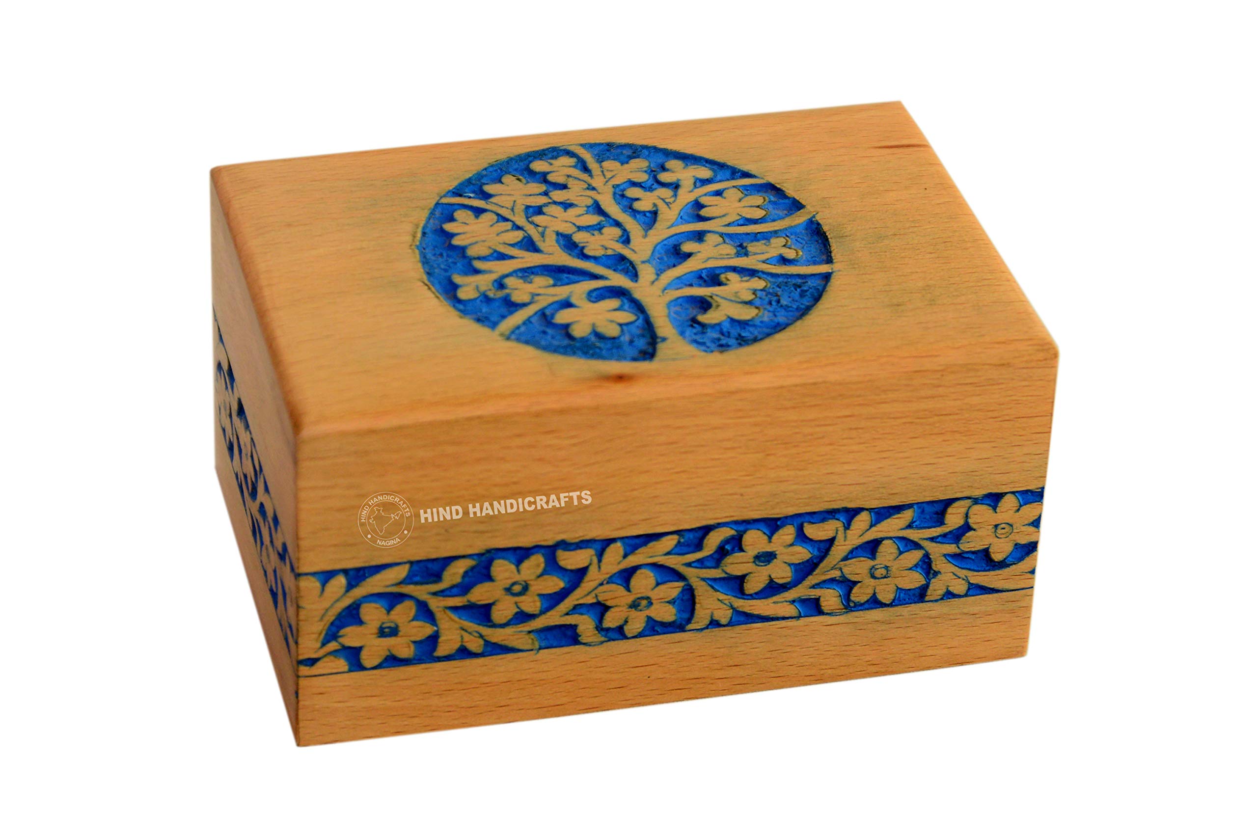 HIND HANDICRAFTS Wooden Box Funeral Cremation Urn for Human Ashes Adult Large - Rosewood Burial Urn for Columbarium (Small: 6" x 4" x 3" - 45lbs or 20kg)