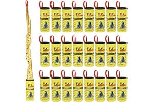 24PCS Fly Paper Strips, Triitech Sticky Fly Ribbons Traps, Fly Tape Trap Ribbons for Indoor and Outdoor