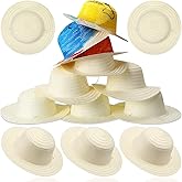 Mepase 20 Pcs DIY Straw Hat Set Beach Summer Work Farmer Hats for Men Women Kids Cowboy Birthday Party Decoration