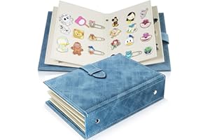 Portable Enamel Pin Album, CollectHall Pin Trading Book, to Display and Trade Your Pins, 42 Pins Capacity, PU Leather Pin Holder, Fit Rubber Pin Back, Blue