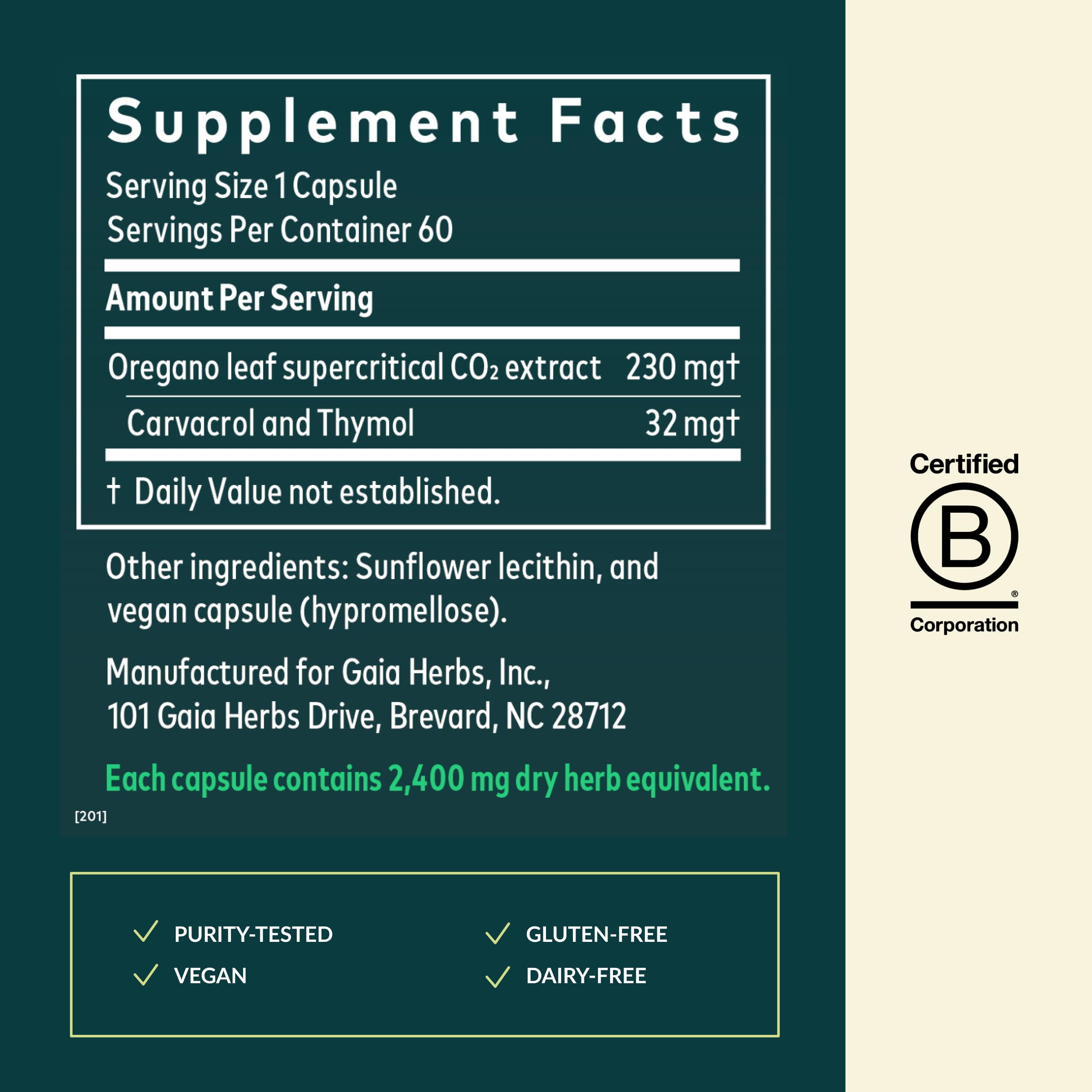 Gaia Herbs Oil of Oregano - Immune & Antioxidant Support Supplement - with Oregano Oil, Carvacrol & Thymol* - 60 Vegan Liquid Phyto-Capsules (30-Day Supply)