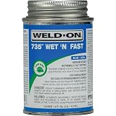 Weld-On 12498 735 Wet 'N Fast High Strength PVC Cement, Blue, 1/4 Pint
