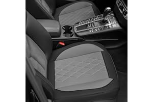 JOJOBAY 2pack Leather Car Seat Cover,Bottom Seat Covers for Cars,Front Seat Protector,Fit for 95% of Vehicles - Padded,Anti-Slip,Premium Leather(2 PCS,Grey)