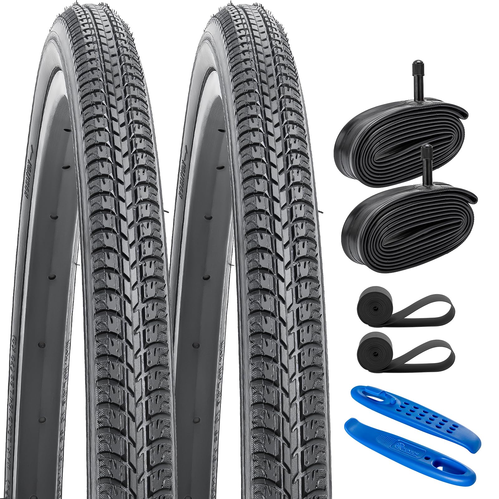 Photo 1 of YUNSCM 2-PCS 26x1 3/8 (37-590) Road Bike Tires and 26x1 3/8" Heavy Duty Bike Tubes Schrader Valve with 2 Rim Strips Compatible with 26 x 1 3/8 26x1 3-8 Bike Bicycle Tires and Tubes (Y-769)