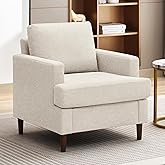 Weture Mid-Century Accent Chair,Modern Linen Fabric Armchair for Living Room,Comfy Upholstered Reading Accent Chairs for Bedr