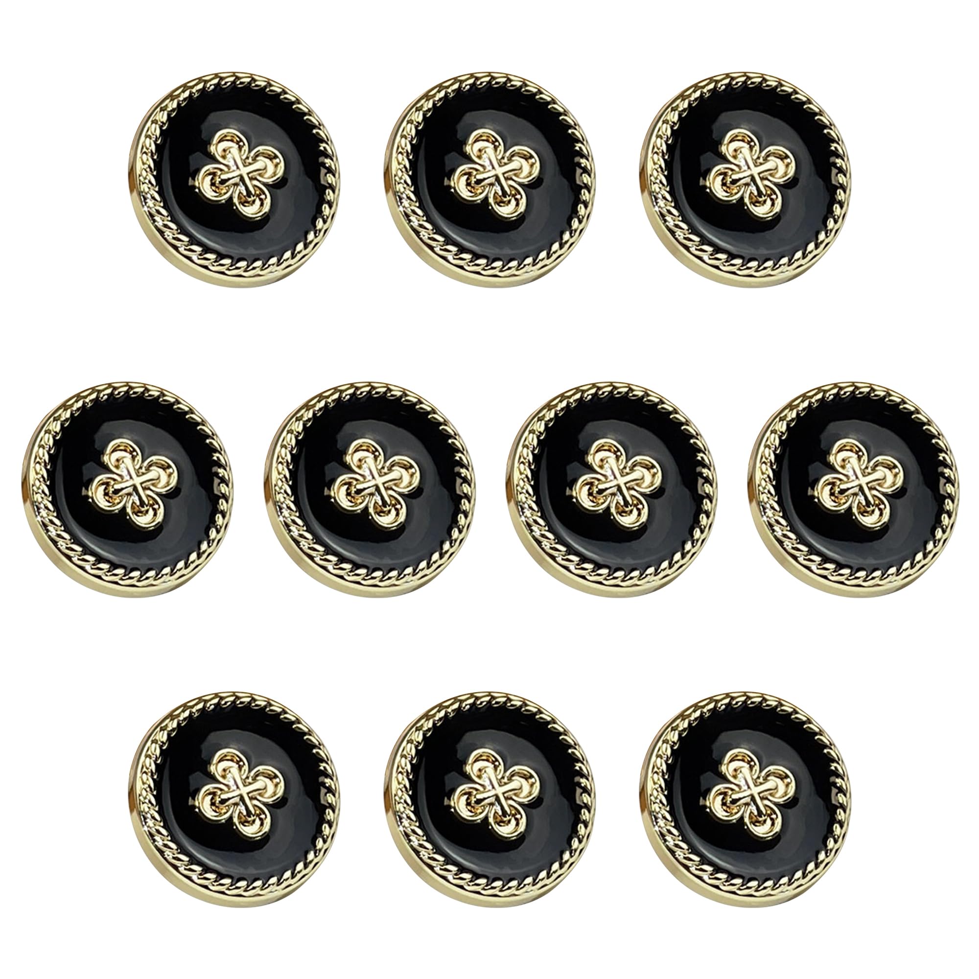 ftiemlovde 10 Novelty Brass Gold and Black Buttons for Blazer，Vintage Style Large Button Metal for Cardigan Crafting， Decorative Jacket Button for Sewing Women（J10 23mm）