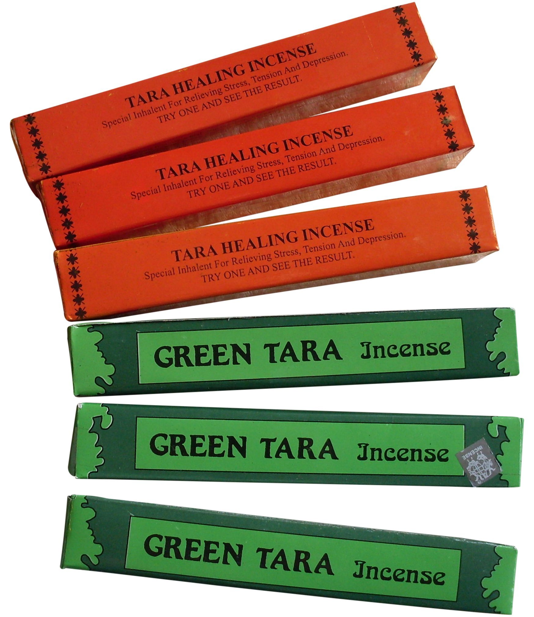 Nepalese/Tibetan Orange & Green Tara Healing Herbal Incense - Packs of 3 or 6 (3 Orange & 3 Green Tara (6 Pack))