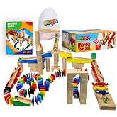 Calmado - 200 pcs Marble Run Wooden Set/Ball Track Set for Kids/Girls/Boys Made of Beech Wood + Bag + Instructions