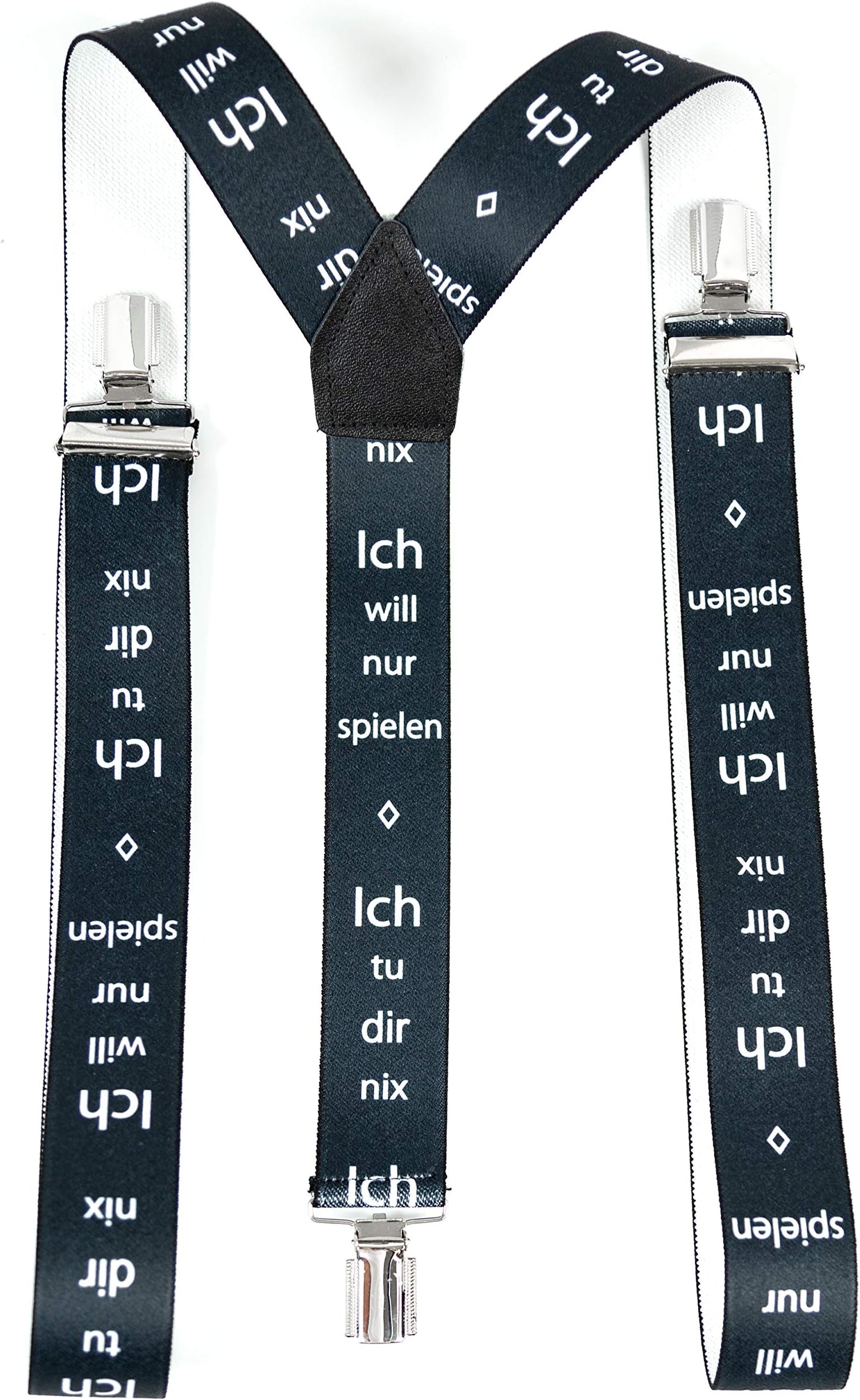 High Quality Sayings Pants Bracket Black Braces Ich tu dir Nix Ich Will Nur Spielen