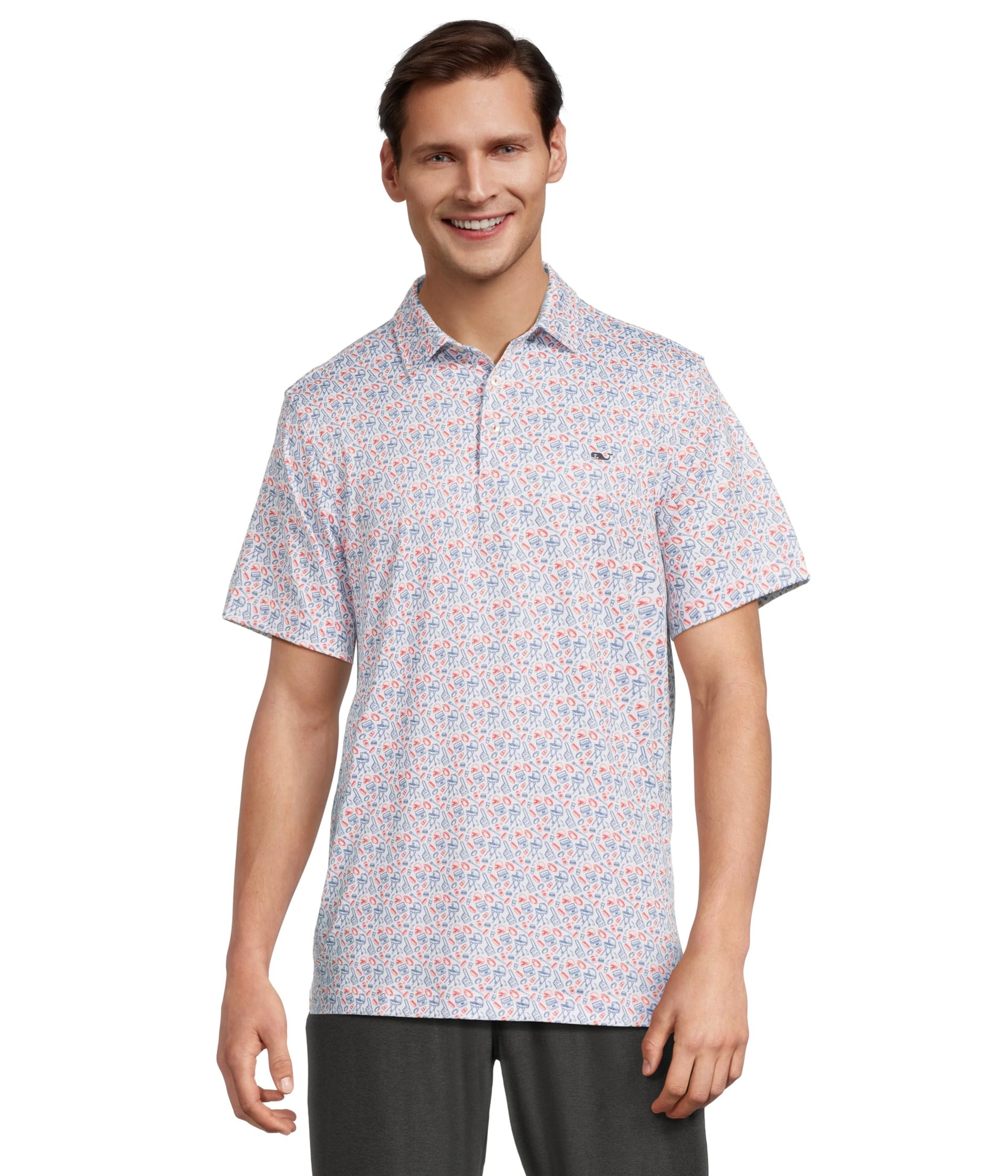 Vineyard Vines Printed Sankaty Performance Polo, Multi Color Tailgate, L