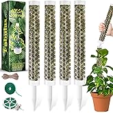 Fabulas 55 Inch Moss Pole Monstera Plant Support, 4 Pack 17 Inch Plant Support Stakes for Indoor Climbing, Stackable Sphagnum