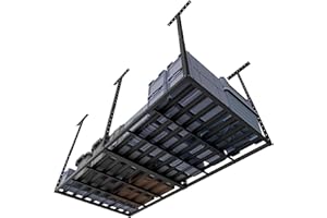 SunsGrove 3x6 Overhead Garage Storage Rack, 750LBS Adjustable Ceiling Mounted Storage Racks Heavy Duty, Hanging Garage Storage, 36 in. W x 72 in. L x (22-40 Ceiling Dropdown), Black