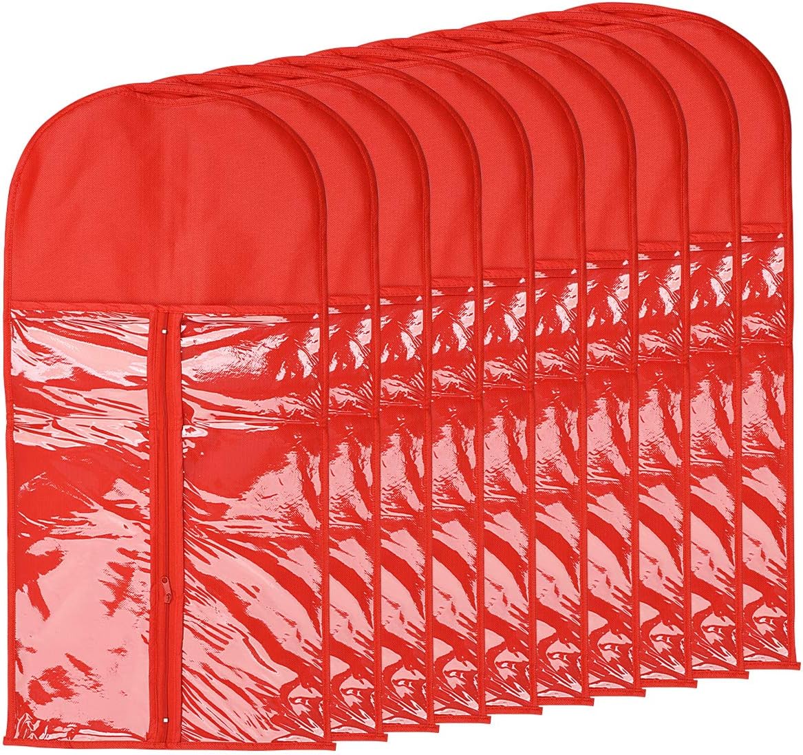 Wig Storage Bag Holder Case, Wigs Pouch Dust-Proof Organizer Protect for Professional Hair Extensions Pack of 10 (Red)