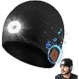 TOUCH TWO Bluetooth Beanie Hat with LED Light Wireless Musical Knitted Cap with Stereo Headphone for Running Hiking Jogging