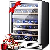 BODEGA 24 Inch Wine Cooler-46 Bottles Dual Zone Wine Fridge,41-68°F Wine Refrigerators Free standing, Built-in Compressor Min