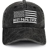 Best Papa Ever American Flag Hat,Adjustable Cotton Embroidered Fathers Day Birthday Gifts for Dad Baseball Cap