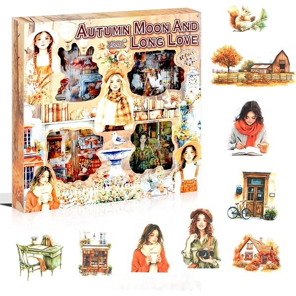 100 Adesivi Autunnali Per Scrapbook - Motivi Foresta, Animali, Foglie, Per Decorazione Fai Da Te