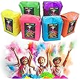 Colored Powder for Fun Events, 3 Lbs Each Non-Toxic Holi Powder, Green, Purple, Yellow, Orange, Blue & Pink for Color Runs, Festivals & Color War Parties. 18Lb, Pack of 6