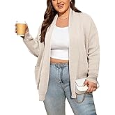 Imimtuan Womens Plus Size Cardigan Plain Color Sweater Long Sleeve Casual 2025 Knit Cardigans