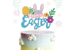 GIGA GUD Rabbit Cake Topper Easter Cake Topper Bunny Cake Topper Easter Party Cake Topper Decorations, 1pcs (Bunny Happy Easter)