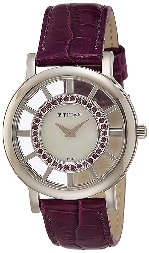 Titan Purple Analog White Dial Women's Watch - NE9929SL01J