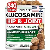 Glucosamine for Dogs - 240 Chews - Hip and Joint Supplement for Dogs - Advanced Glucosamine Chondroitin Treats with MSM - Joint Pain Relief - Large & Small Breed - Mobility Support - Made in USA