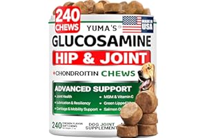 YUMA'S Glucosamine for Dogs - 240 Chews - Hip and Joint Supplement for Dogs - Advanced Glucosamine Chondroitin Treats with MSM - Joint Pain Relief - Large & Small Breed - Mobility Support - Made in USA