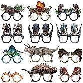 SiliFine 24 Pcs Realistic Dinosaur Glasses Bulk Dinosaur Birthday Party Decorations Jurassic Themed Paper Glasses Dino Eyeglasses Photo Booth Props for Jurassic Birthday Party Favors