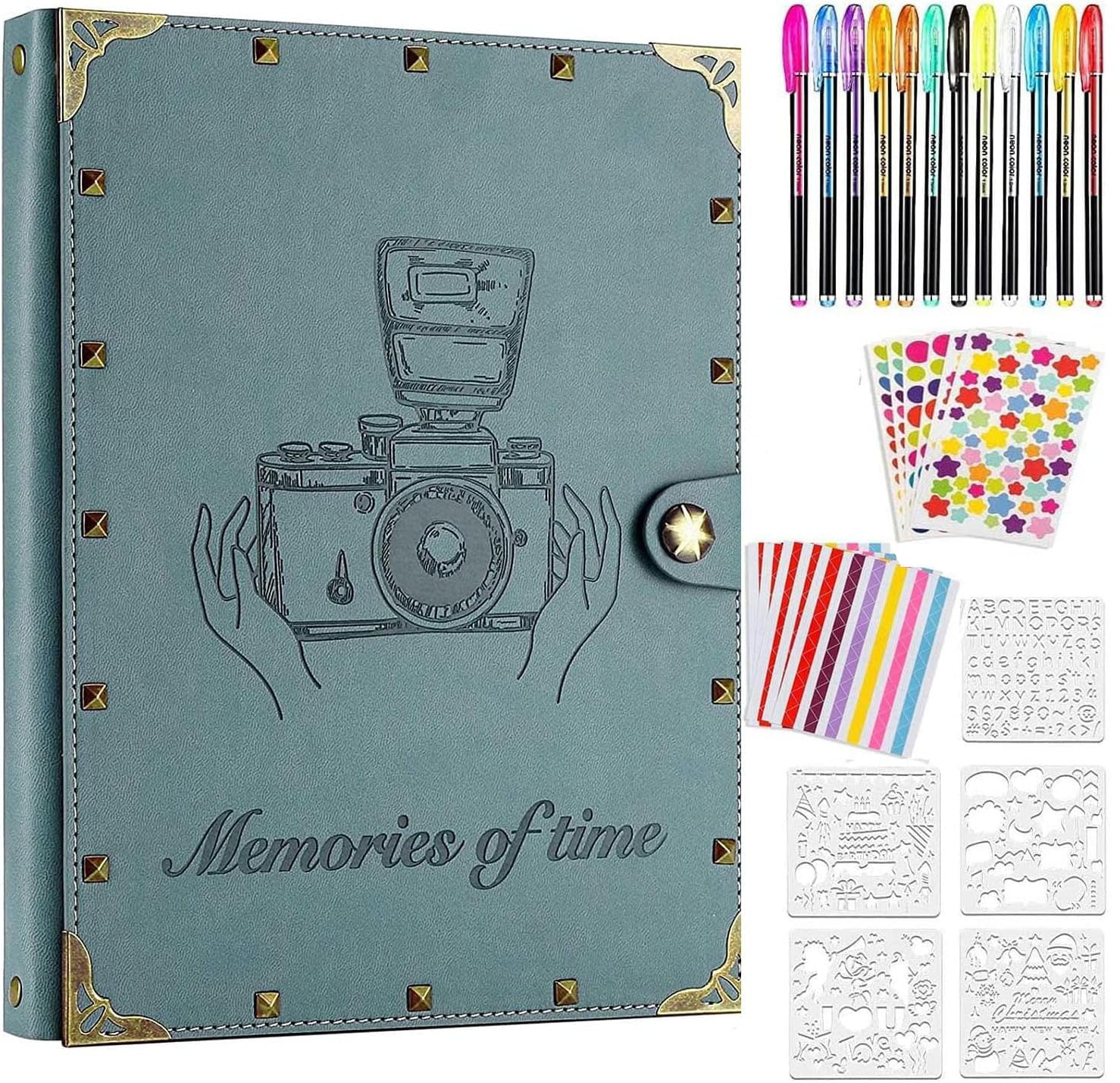 ZEEYUAN Photo Album Scrapbook Rivets DIY Memory Book with writing space as Album for Baby/Bridal/Wedding/Anniversary/Travel — image 1