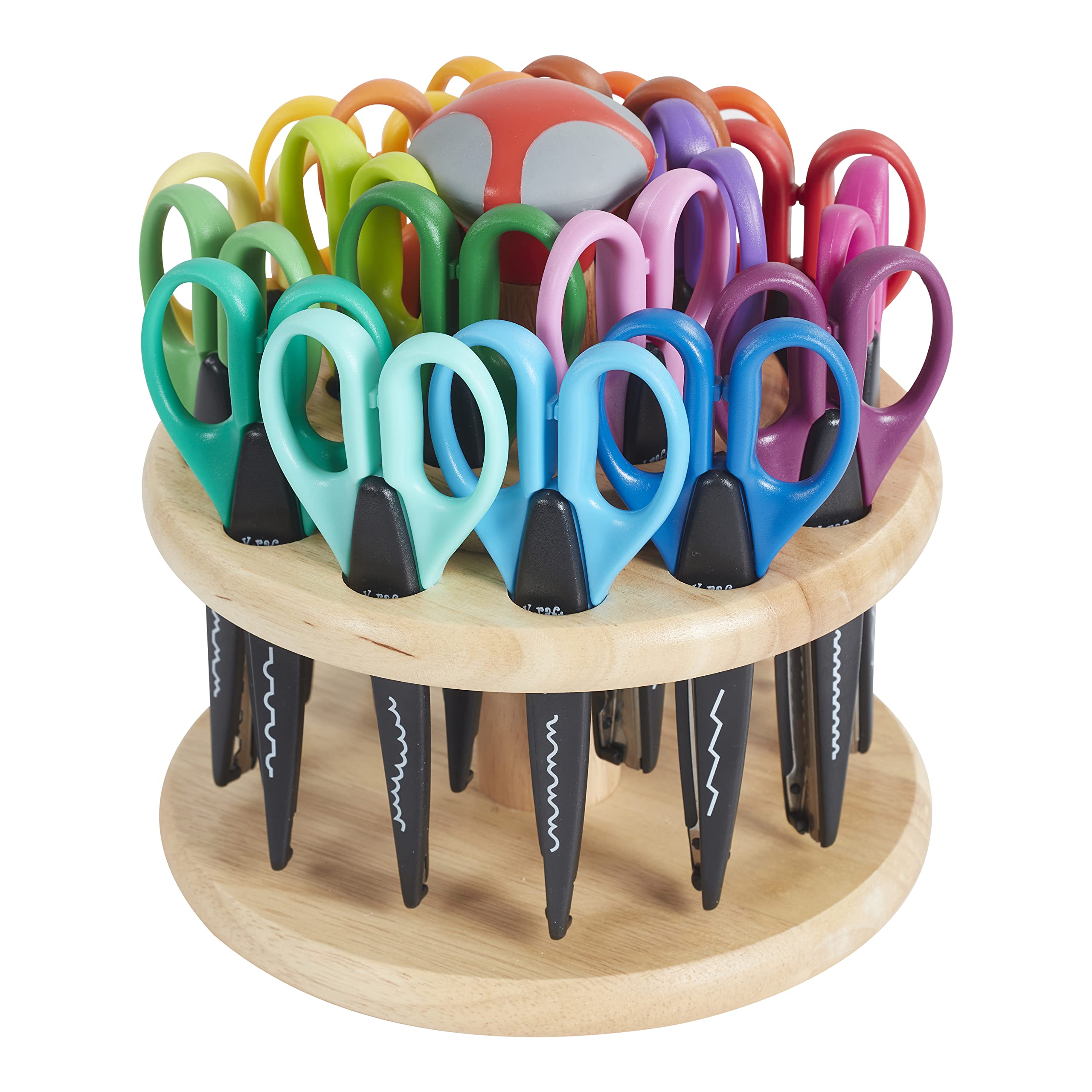 Photo 1 of ***(MAJOR DAMAGE/ SEE NOTES FOR DEATAILS)***ECR4Kids Kraft Edgers with Rotating Hardwood Rack, Decorative Scissors, Assorted, 18-Piece