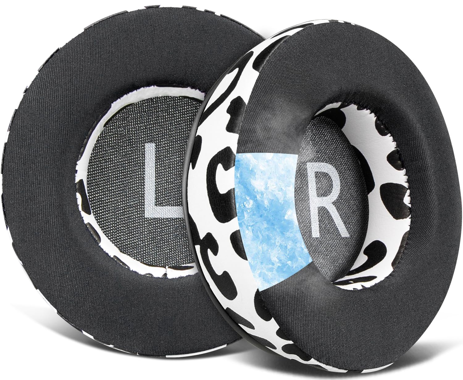 SOULWIT 90mm Cooling Gel Earpads Replacement for JBL Synchros E50 E50BT S500 S700 Wireless Headphones, Ear Pads Cushions with Noise Isolation Foam - Snow Leopard